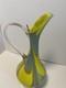 Yellow And Grey Striped Empoli Glass Jug By Vetreria Artigiana Sanminiatello