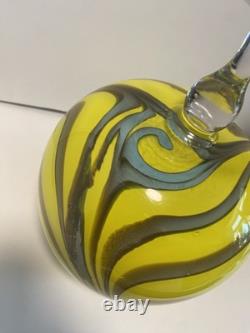 Yellow and grey striped Empoli glass vase by Vetreria Artigiana Sanminiatello