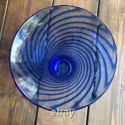 Young & Constantin Swirl Hand Blown Art Glass Blue Swirl Vase Signed & Numbered