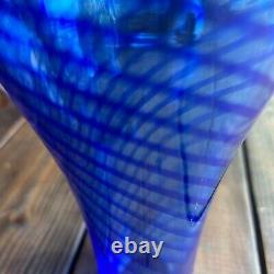 Young & Constantin Swirl Hand Blown Art Glass Blue Swirl Vase Signed & Numbered