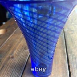 Young & Constantin Swirl Hand Blown Art Glass Blue Swirl Vase Signed & Numbered