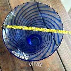 Young & Constantin Swirl Hand Blown Art Glass Blue Swirl Vase Signed & Numbered