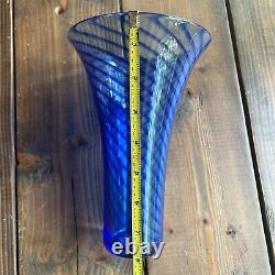 Young & Constantin Swirl Hand Blown Art Glass Blue Swirl Vase Signed & Numbered