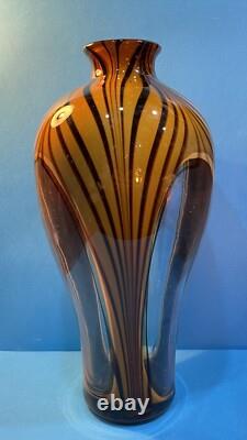 Z50 Vintage Antique Classic Intricate Design Heavy Murano Blown Glass Vase 15 T