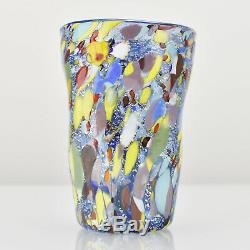 Zecchin Murano Art Glass Vase Murrine Millefiori Gold Foil Signed