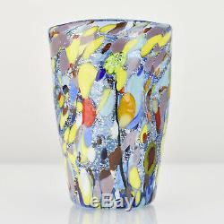 Zecchin Murano Art Glass Vase Murrine Millefiori Gold Foil Signed