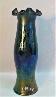 11 Antique Fin Kralik Bohemian Iridized Art Glass Vase À L'huile Spots C. 1920