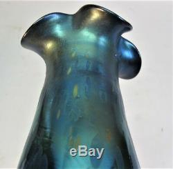 11 Antique Fin Kralik Bohemian Iridized Art Glass Vase À L'huile Spots C. 1920