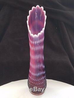17 Super Rare Ancien Fenton Plum Cloutés Opalescent Art De Verre Balança Vase