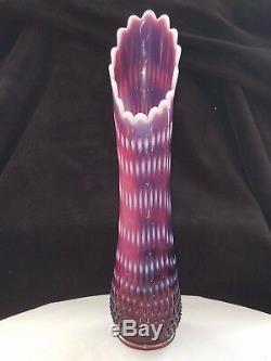17 Super Rare Ancien Fenton Plum Cloutés Opalescent Art De Verre Balança Vase