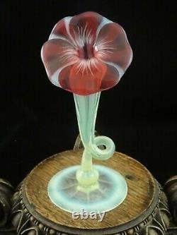 1893 Antique John Walsh Walsh Ruby Cut To Uranium & Opalescent Art Vase De Verre