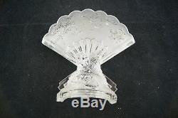 1900, Baccarat Fan Vase En Cristal Clair Papier Deco Art Nouveau France Signé