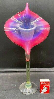 1900 Jack Art Nouveau Fait Main Dans La Vase Rose Pulpit Et Vase En Verre D'uranium