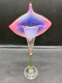 1900 Jack Art Nouveau Fait Main Dans La Vase Rose Pulpit Et Vase En Verre D'uranium