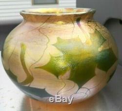 1900 L. C. Tiffany Favrile Art Glass Vase Signé & # Grande Taille Superbes Couleurs