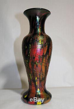 1925 Fenton Vase En Verre À Motif De Mosaïque Fileté Irisé De 11 Pouces Numéro De Catalogue 3008