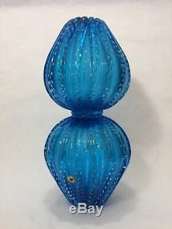 2 Murano Galliano Ferro Art Vintage Lampe De Table Aqua Blue Vases, 8 1/2 T