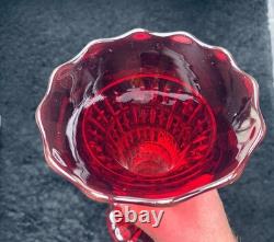 2 Vases en verre Amberina rouge rubis Art Déco vintage grand format Glow UV Cadmium Fenton