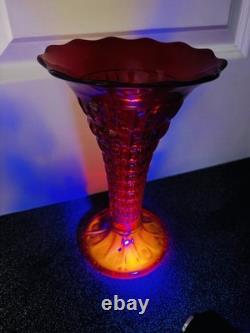2 Vases en verre Amberina rouge rubis Art Déco vintage grand format Glow UV Cadmium Fenton