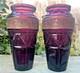 2 X Vases En Verre Art D&eacute;co Karlsbad Moser Avec Panneaux Taill&eacute;s Et Chasseurs