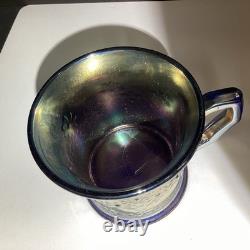 2 tasses vintage Fenton en verre carnaval bleu cobalt Orange Tree LIRE 1907-22
