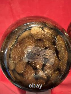 2 vases en verre d’art fusion vintage aventurine et noir – très bon état 9 & 7 (J5)