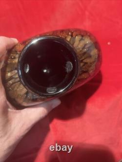 2 vases en verre d’art fusion vintage aventurine et noir – très bon état 9 & 7 (J5)