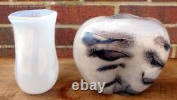 2 vases en verre soufflé à la main Murano des années 1980, y compris un en forme de coco de mer de style Seguso