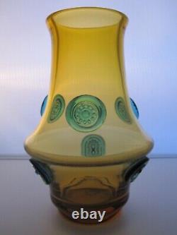 20ème Siècle Prachen (tchéquie) Vase En Verre D'art Par Josef Hospodka En Vgc. Réf. 1020