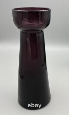 3 vases en verre artistique moderne du milieu du siècle, style scandinave Riihimaki, violet et canard, années 70