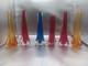 5 Vases Tricorn En Verre Whitefriars Vintage Et 1 Vase Tricorn &agrave; Huit C&ocirc;t&eacute;s
