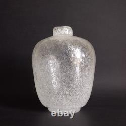 6 Vases à boutons en verre soufflé à la main de style Murano Pulegoso clairs, bulles attr Seguso