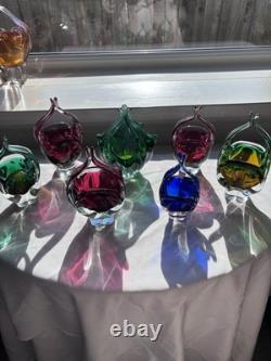 7x Verre Bohemia, Josef Hospodka VGC. Paniers Chribska x7 Art du Verre Vintage