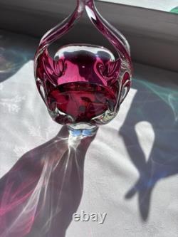 7x Verre Bohemia, Josef Hospodka VGC. Paniers Chribska x7 Art du Verre Vintage