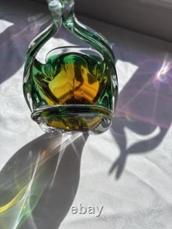 7x Verre Bohemia, Josef Hospodka VGC. Paniers Chribska x7 Art du Verre Vintage