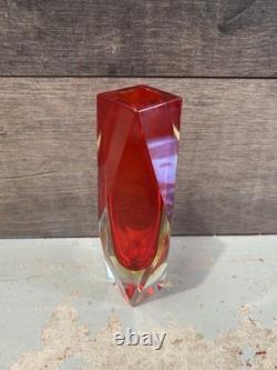 8 Vase en verre facetté large Sommerso Murano Alessandro Mandruzzato Italie