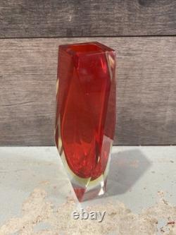 8 Vase en verre facetté large Sommerso Murano Alessandro Mandruzzato Italie