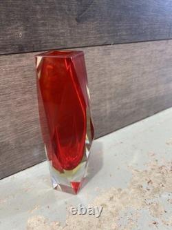 8 Vase en verre facetté large Sommerso Murano Alessandro Mandruzzato Italie