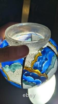 ADRIAN MAZOYER (1887-1950) Vase en verre émaillé Art déco français des années 1930