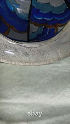 ADRIAN MAZOYER (1887-1950) Vase en verre émaillé Art déco français des années 1930