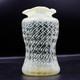 Art Nouveau C19e John Walsh Vase En Verre De Vaseline Uranium À Dots En Spirale