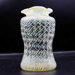 ART NOUVEAU C19e John Walsh VASE EN VERRE DE VASELINE URANIUM À DOTS EN SPIRALE