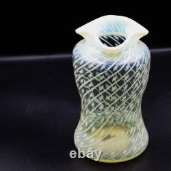ART NOUVEAU C19e John Walsh VASE EN VERRE DE VASELINE URANIUM À DOTS EN SPIRALE