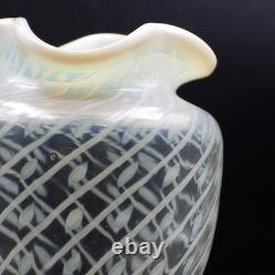 ART NOUVEAU C19e John Walsh VASE EN VERRE DE VASELINE URANIUM À DOTS EN SPIRALE