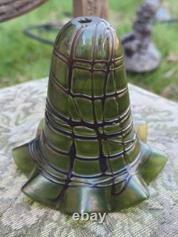 Abat-jour Art nouveau Pallme König vert irisé veiné