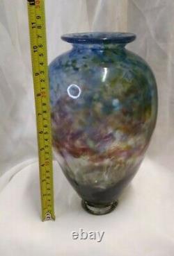 Adam Aaronson Signé Dated Art Glass Large Vase 1988 Turnmill Studios London