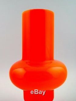 Alsterfors, P. O. Ström, Suède. Art Glass Vase, Design Moderne, Des Années 70, Orange