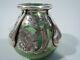 Alvin Vase 3418 Art Nouveau Américain Irisé Vert En Verre D'argent Overlay