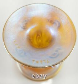 Ancien Louis Comfort Tiffany & Co Favrile Aurene Vase De Coupe En Verre D'art Irisé