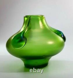 Antique 1905s Loetz Rare Vesuvia Creta Glatt Art Verre Vert Vase Tadpoles